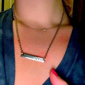 Silver Alpha Chi Omega bar necklace